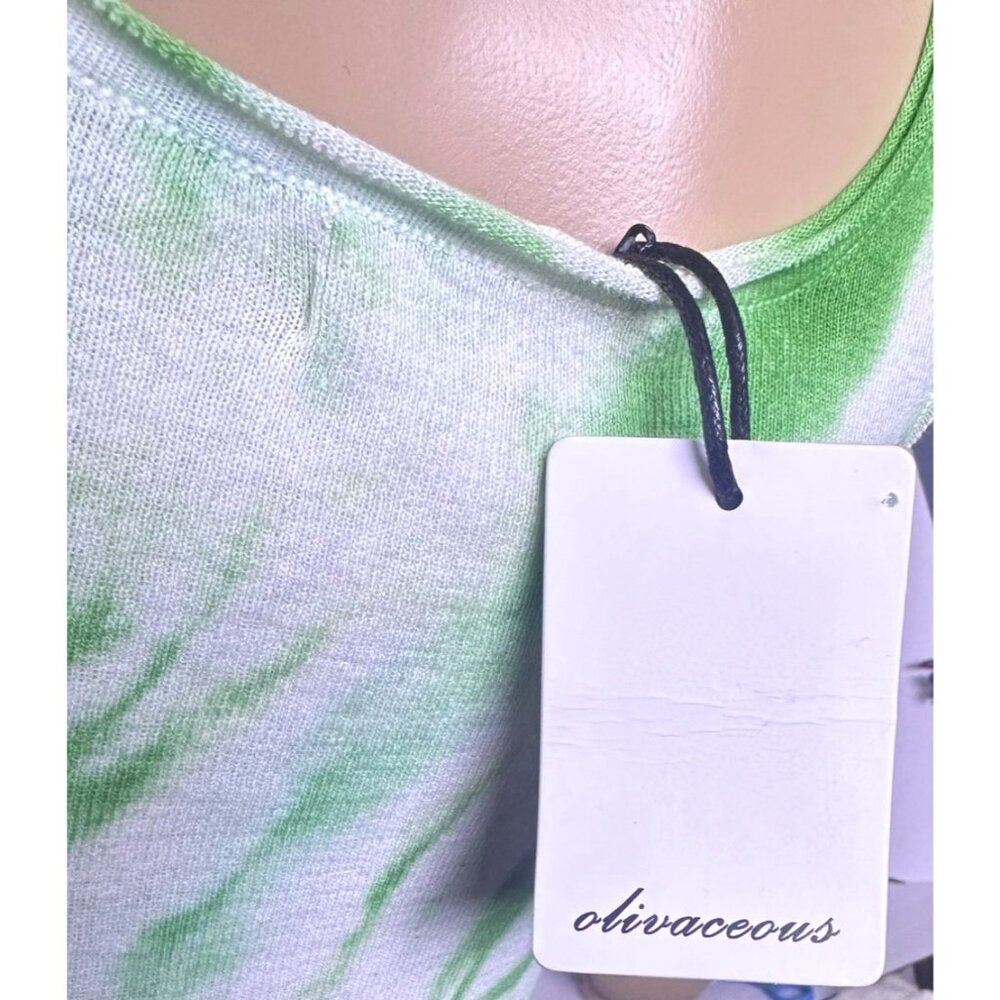 NWT Olivaceous Tie Dye Ribbed Cotton Tank Top Green & White‎ Size Small Festival - Picture 6 of 11